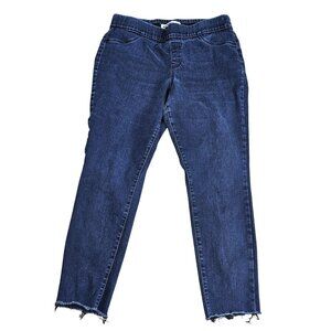 Old Navy Super Skinny Jean Womens 14 Blue Pull On Raw Hem Stretch Denim Jeggings